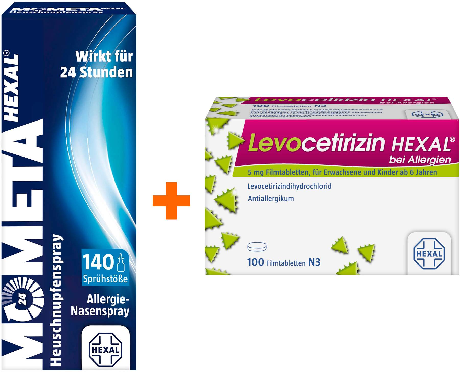 Mometahexal Heuschnupfenspray 50µg 18 g Nasenspray + Levocetirizin Hexal 100 Filmtabletten