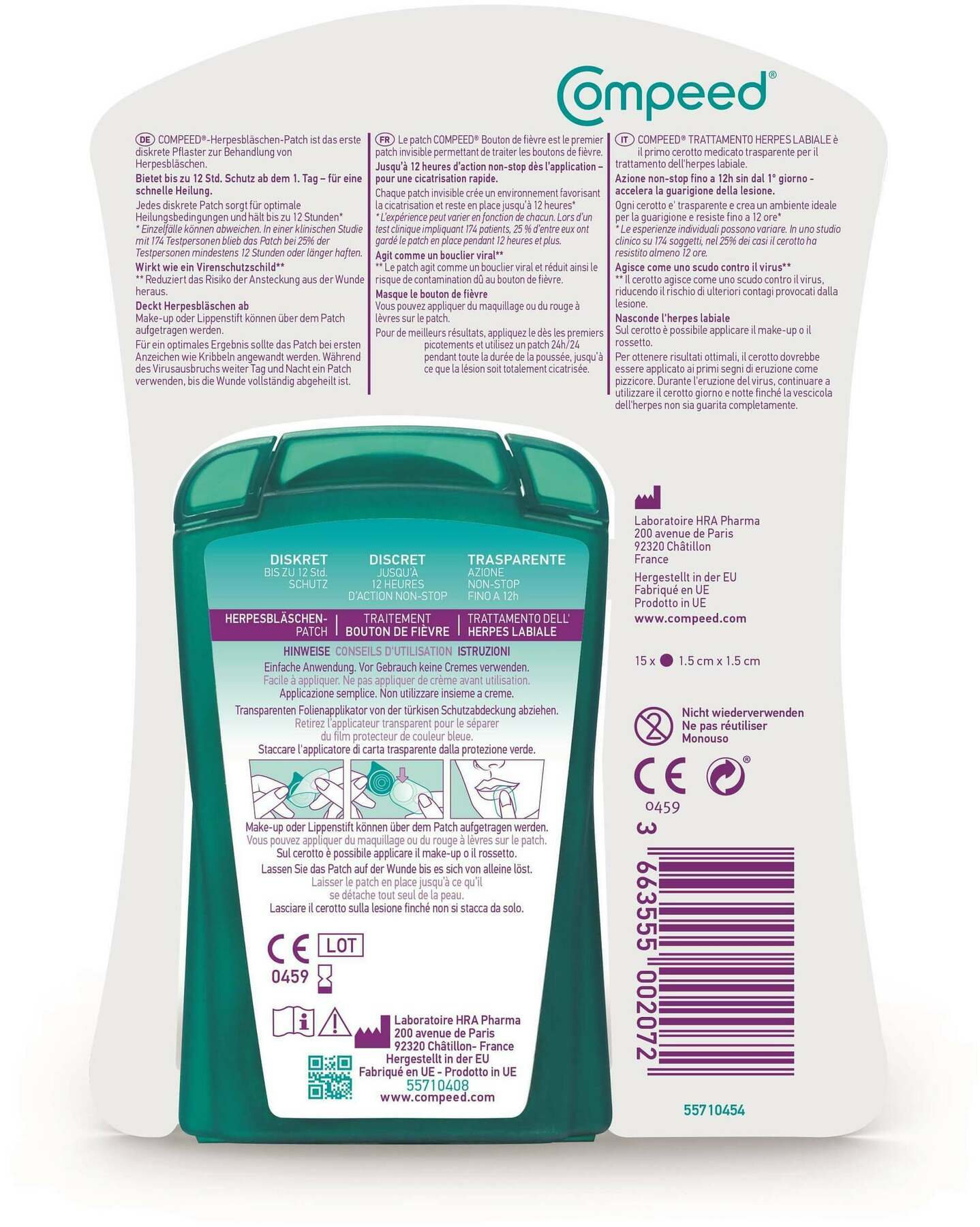 Compeed Herpesbläschen Patch Applikator HRA 15 Stück