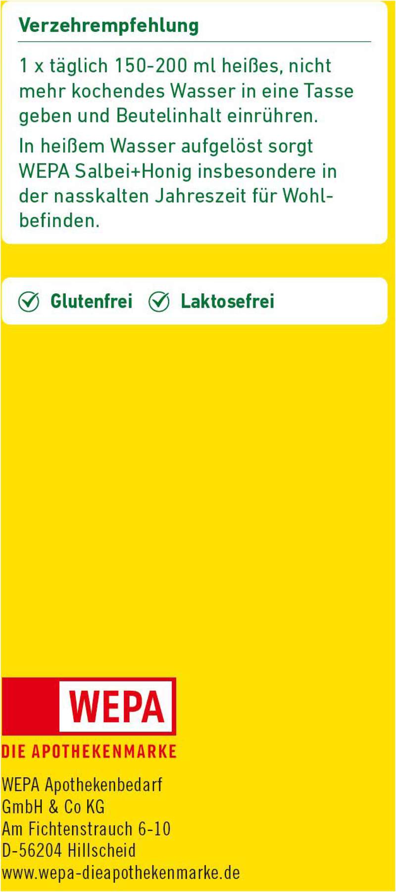 WEPA Salbei + Honig + Vitamin C +zink 10 X 10 Pulver