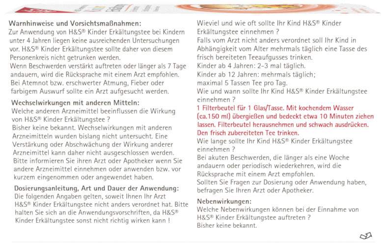 H&S Kinder Erkältungstee Filterbeutel