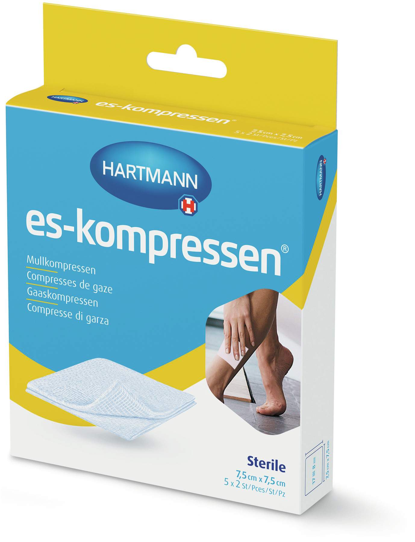 ES Kompressen steril 7,5 x 7,5 cm 8fach 17fädig
