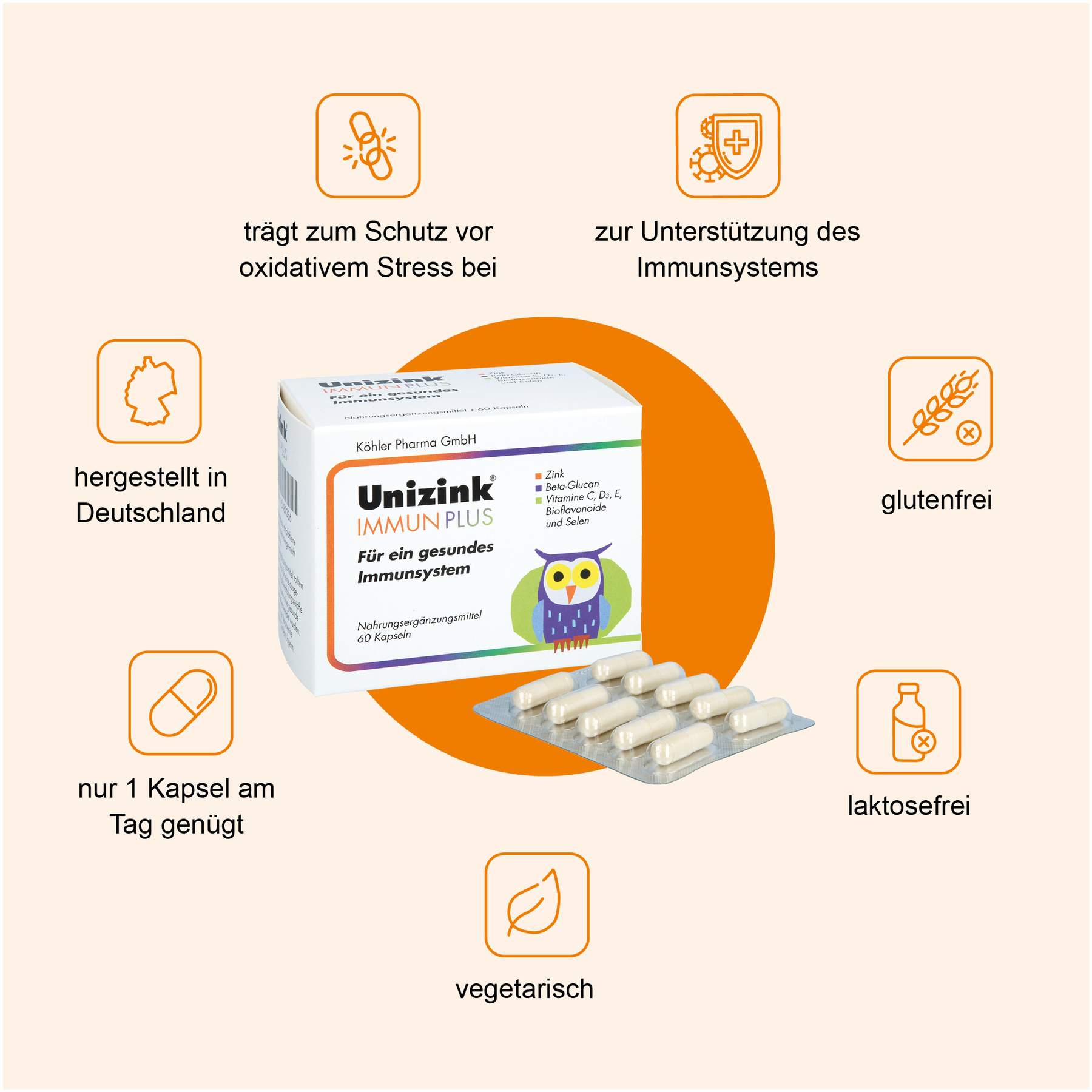 Unizink Immun Plus 60 Kapseln