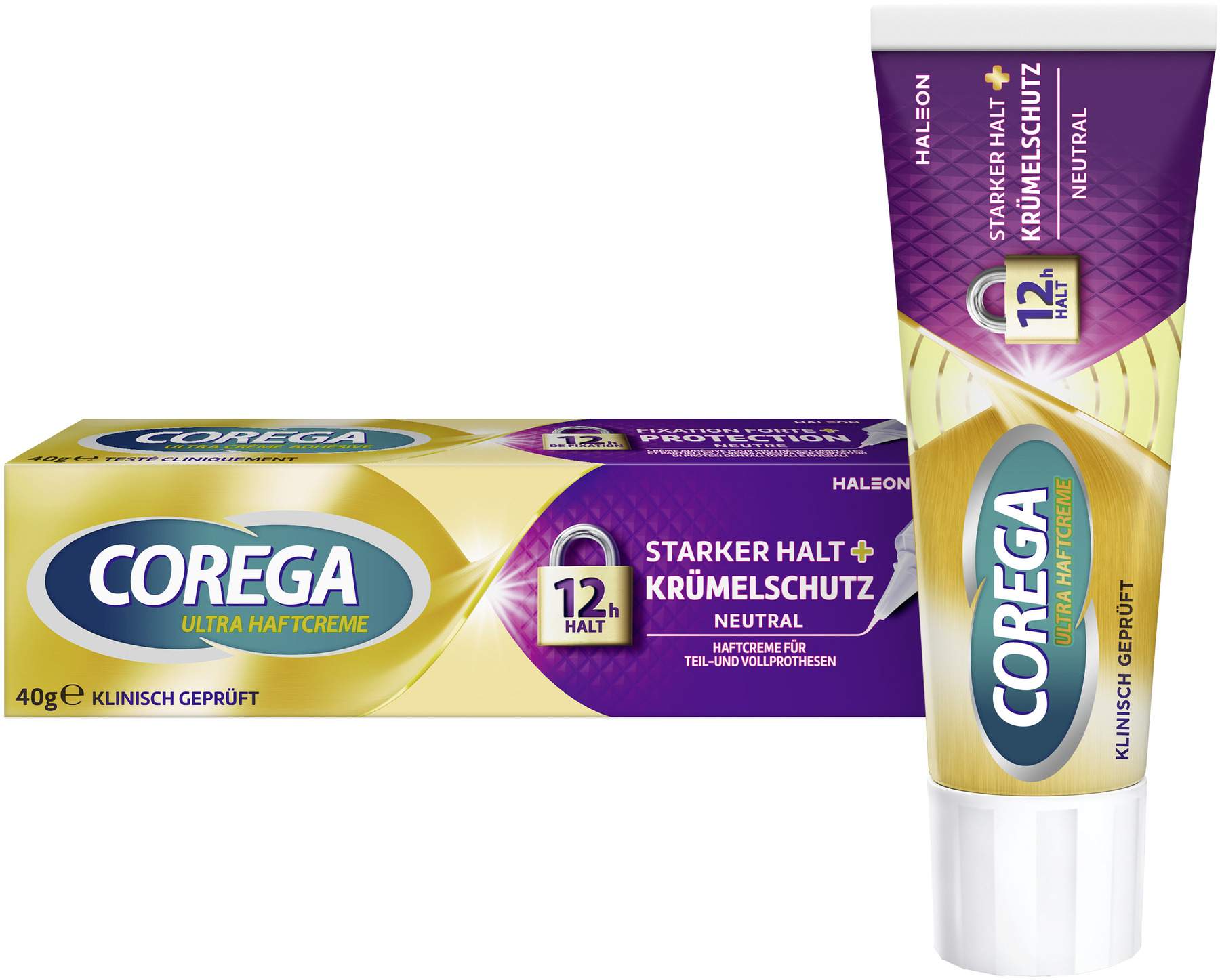 Corega Ultra Haftcreme Starker Halt + Krümelschutz 40 G