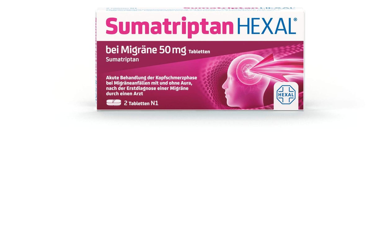 Sumatriptan Hexal bei Migräne 50 mg 2 Tabletten
