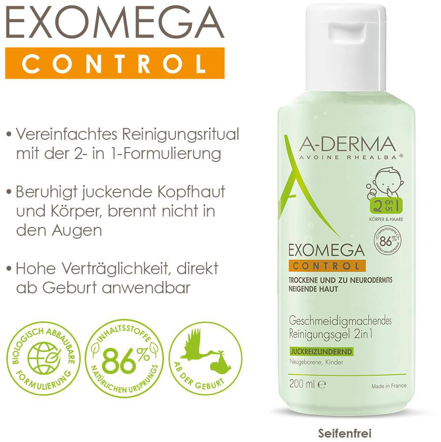 A-Derma Exomega Control Reinigungsgel 2in1 200 ml