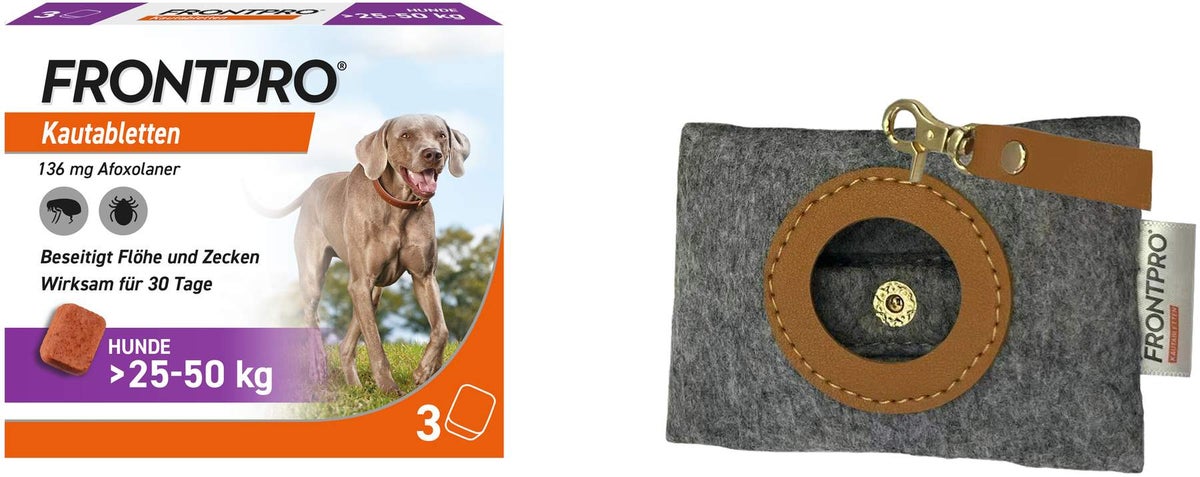 Frontpro 136 mg für Hunde 3 Kautabletten + gratis Hundebeutelspender 1 Stück