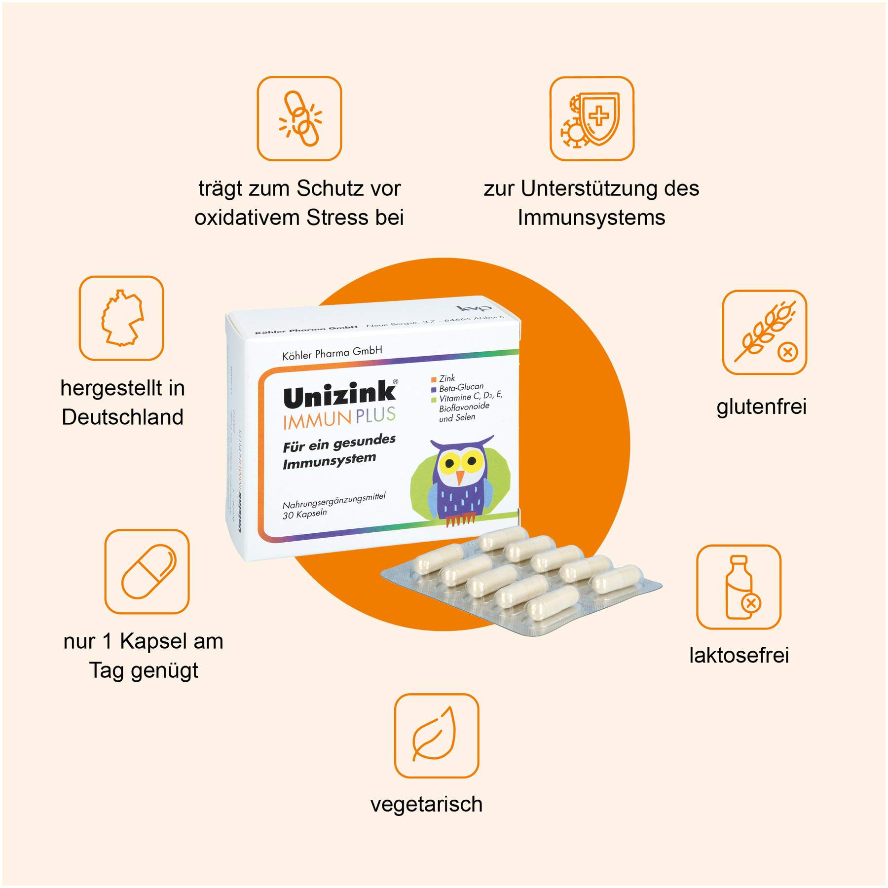 Unizink Immun Plus 30 Kapseln