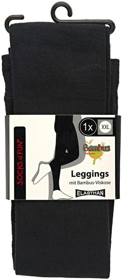 Damen Leggings Bambus Größe 50-54 schwarz, XXL