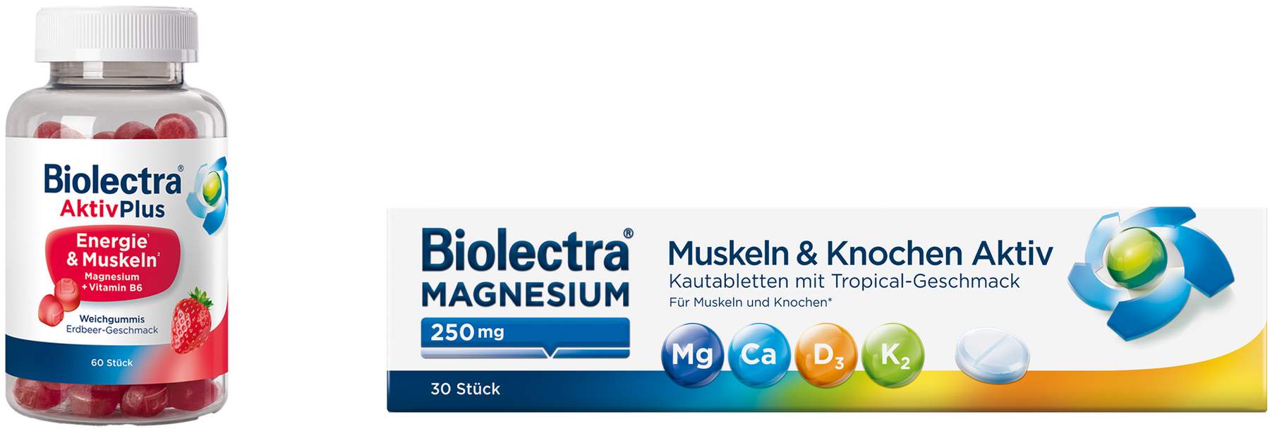 Biolectra AktivPlus Energie & Muskeln Erdbeere 60 Weichgummis + gratis Biolectra Aktiv Magnesium 250 30 Kautabletten