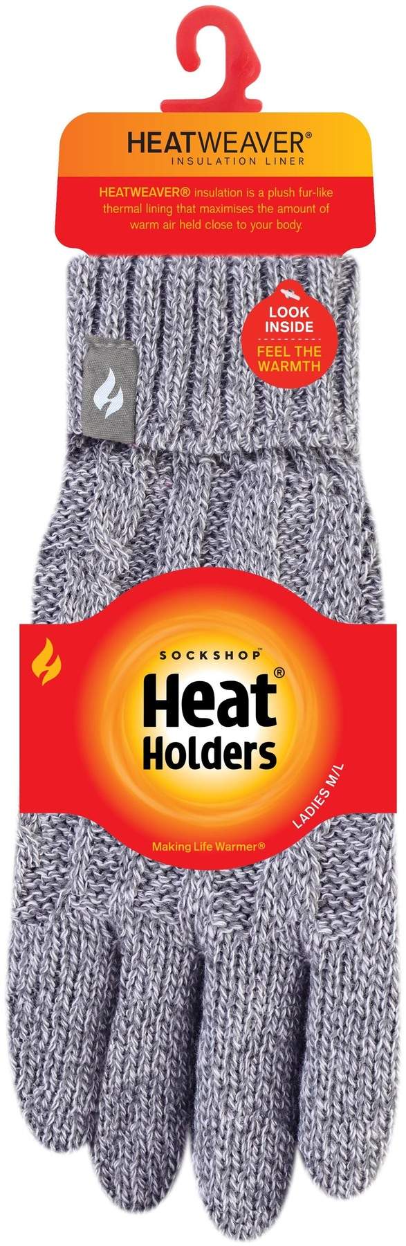 HeatHolders Damen Handschuhe grau meliert Größe M-L 1 Paar