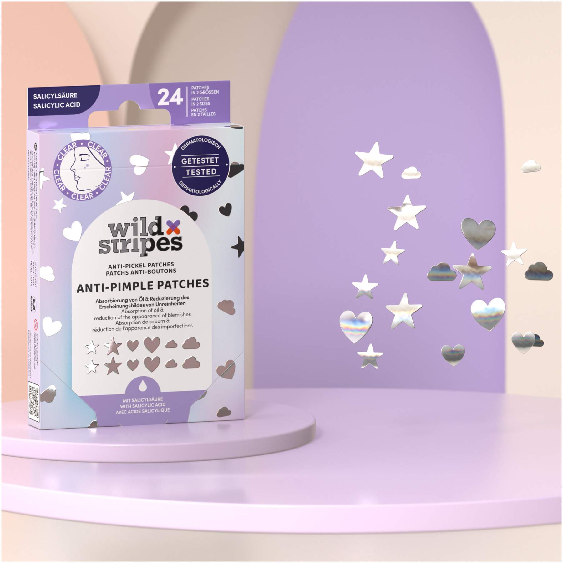 Wild Stripes Anti-Pickel Patches Holo Clear 24 Stück