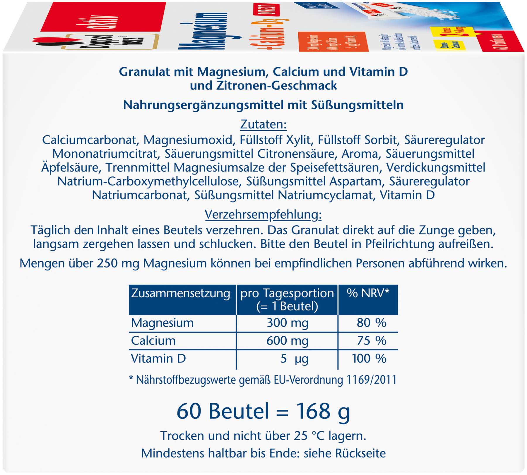 Doppelherz Aktiv Magnesium + Calcium + D3 Direct Pellets 60 Stück