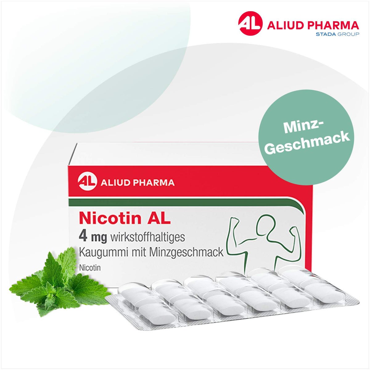 Nicotin AL 4 mg wirkstoffhaltiges Kaugummi mit Minzgeschmack 96 Stück