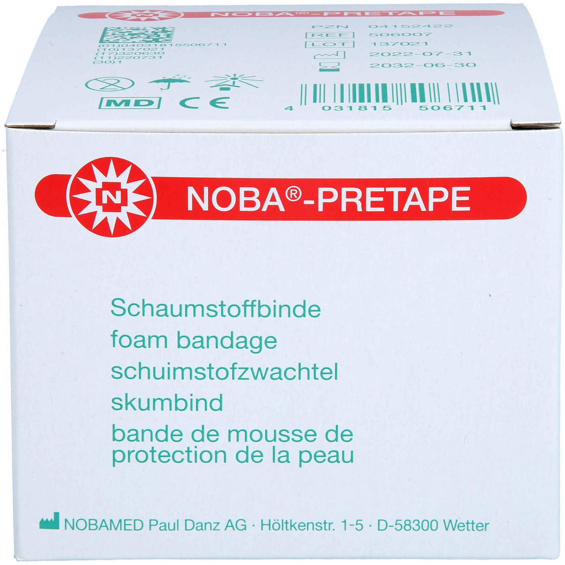 Noba Pretape Schaumstoffbinde 7 cm X 27,5 M 1 Stück