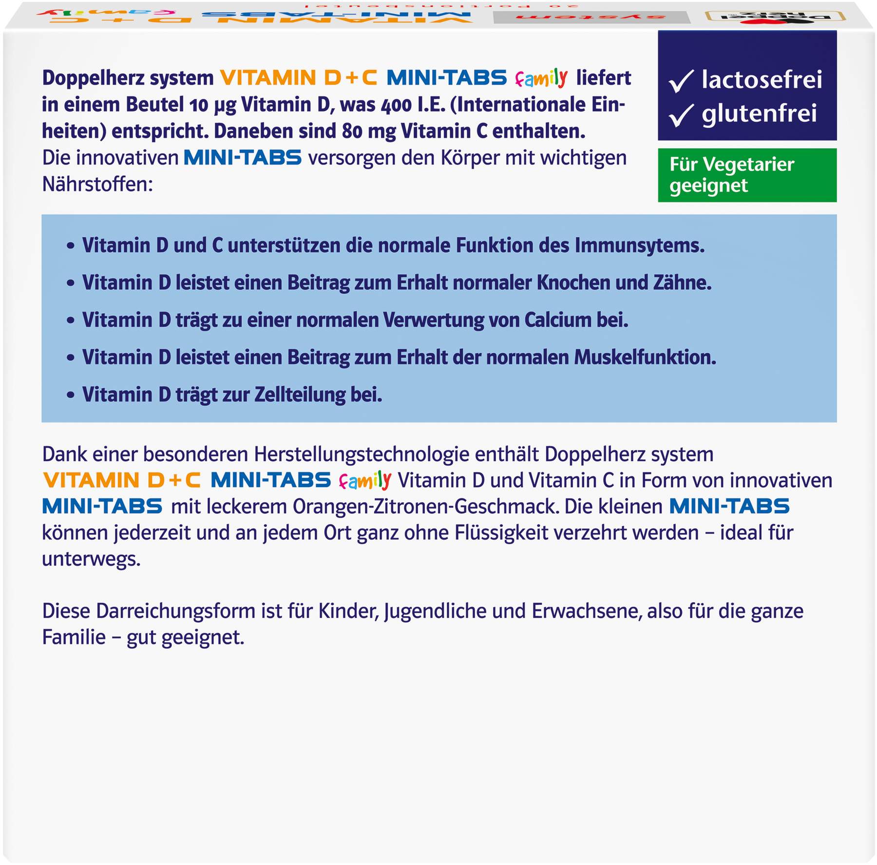 Doppelherz System Vitamin D+c Mini-Tabs Family 20 Stück