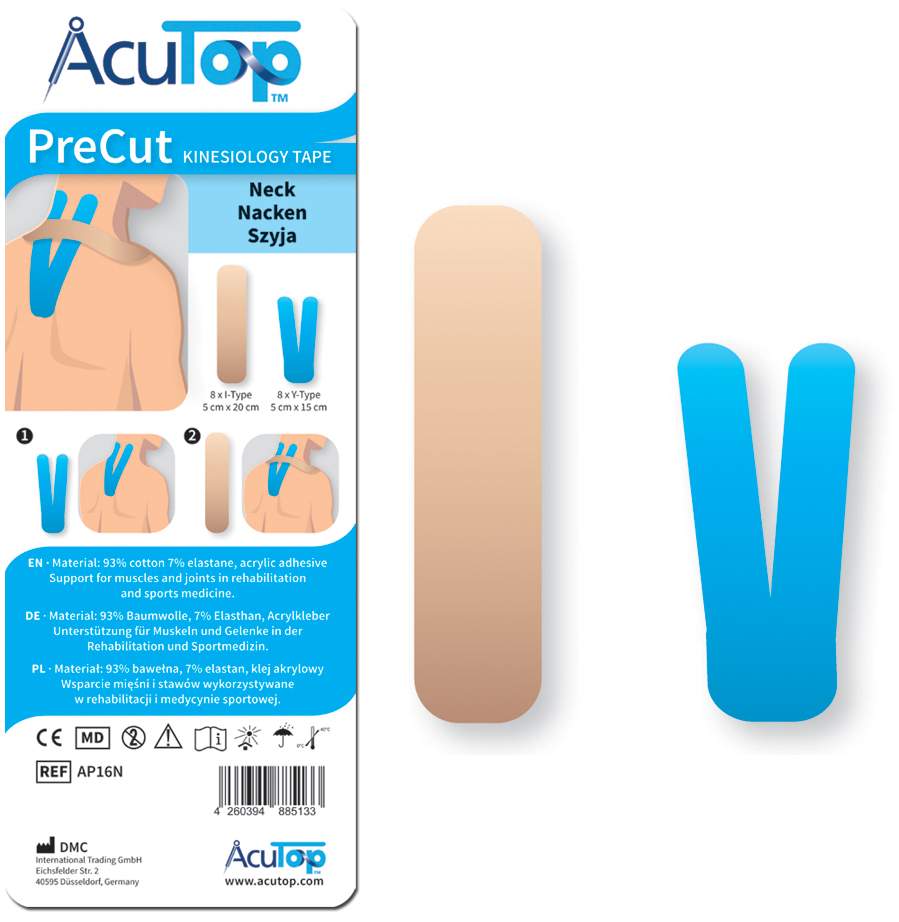 AcuTop Kinesiologie Tape Nacken 5 x 20 cm I-Type + 5 x 15 cm Y-Type je 8 Stück