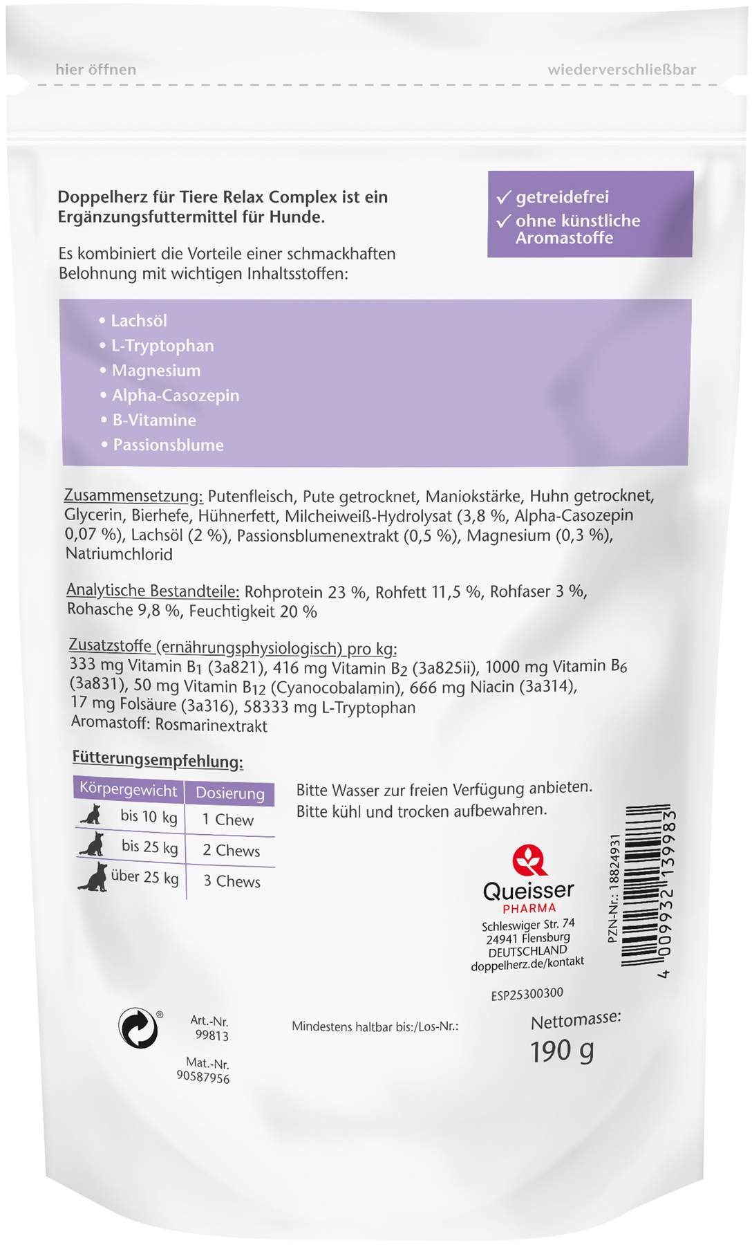 Doppelherz Für Tiere Relax Complex Für Hunde 60 Chews