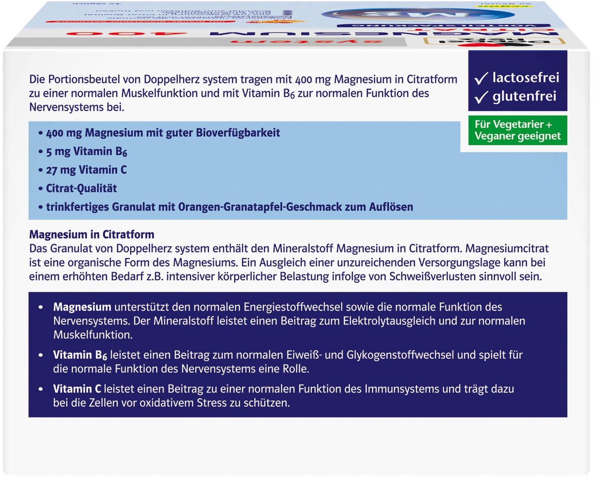 Doppelherz system Magnesium 400 Citrat Granulat 60 Beutel