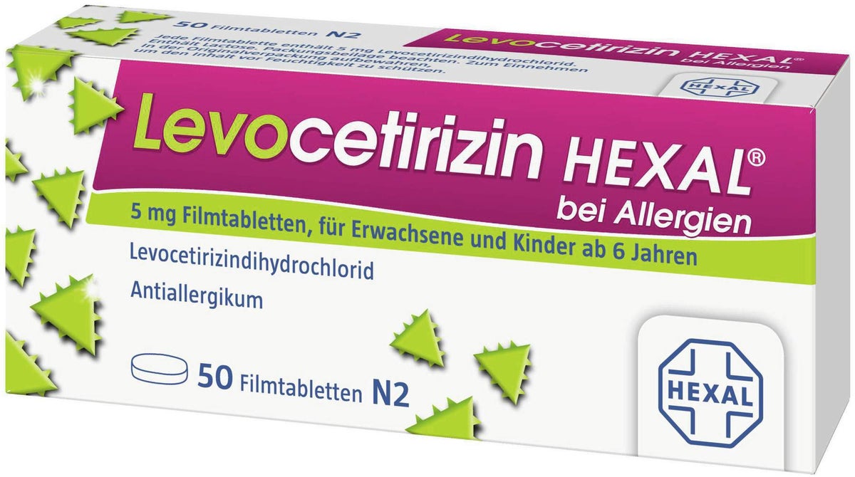 Levocetirizin Hexal bei Allergien 5 mg 50 Filmtabletten