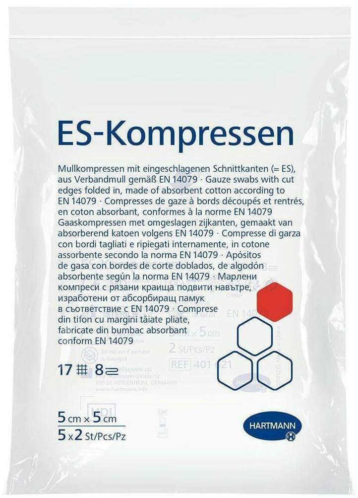 ES-Kompressen steril 5 x 5 cm 8fach 5 x 2 Stück