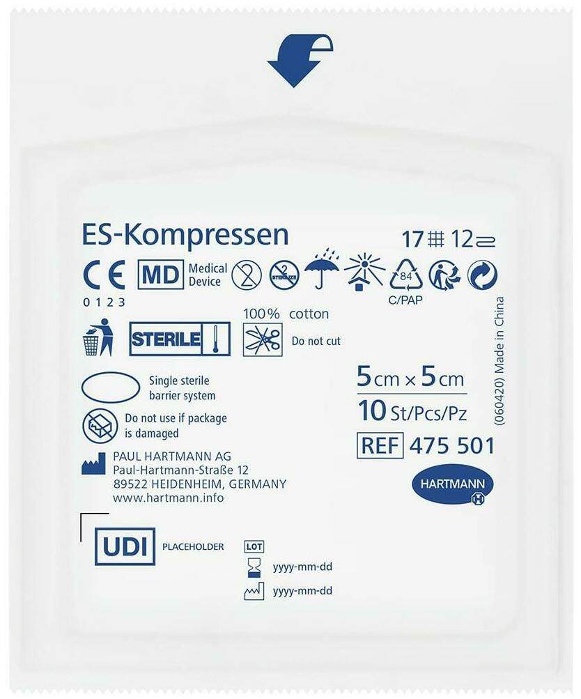 Es Kompressen Steril 5 X 5 cm Großpackung 10 X 10 Kompressen