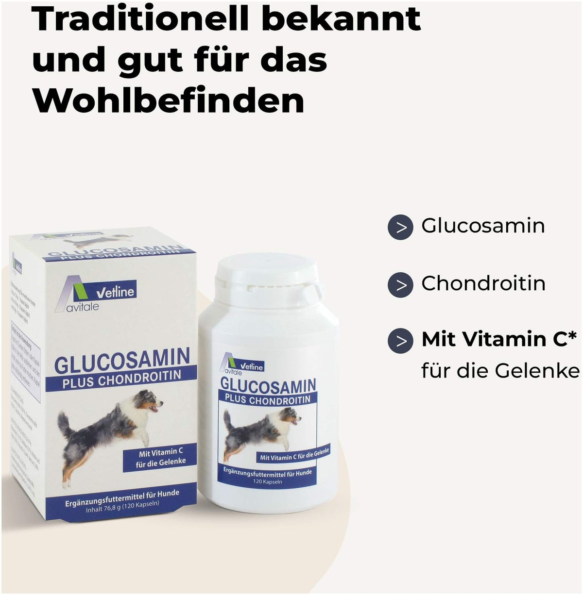 Glucosamin + Chondroitin Für Hunde 120 Kapseln