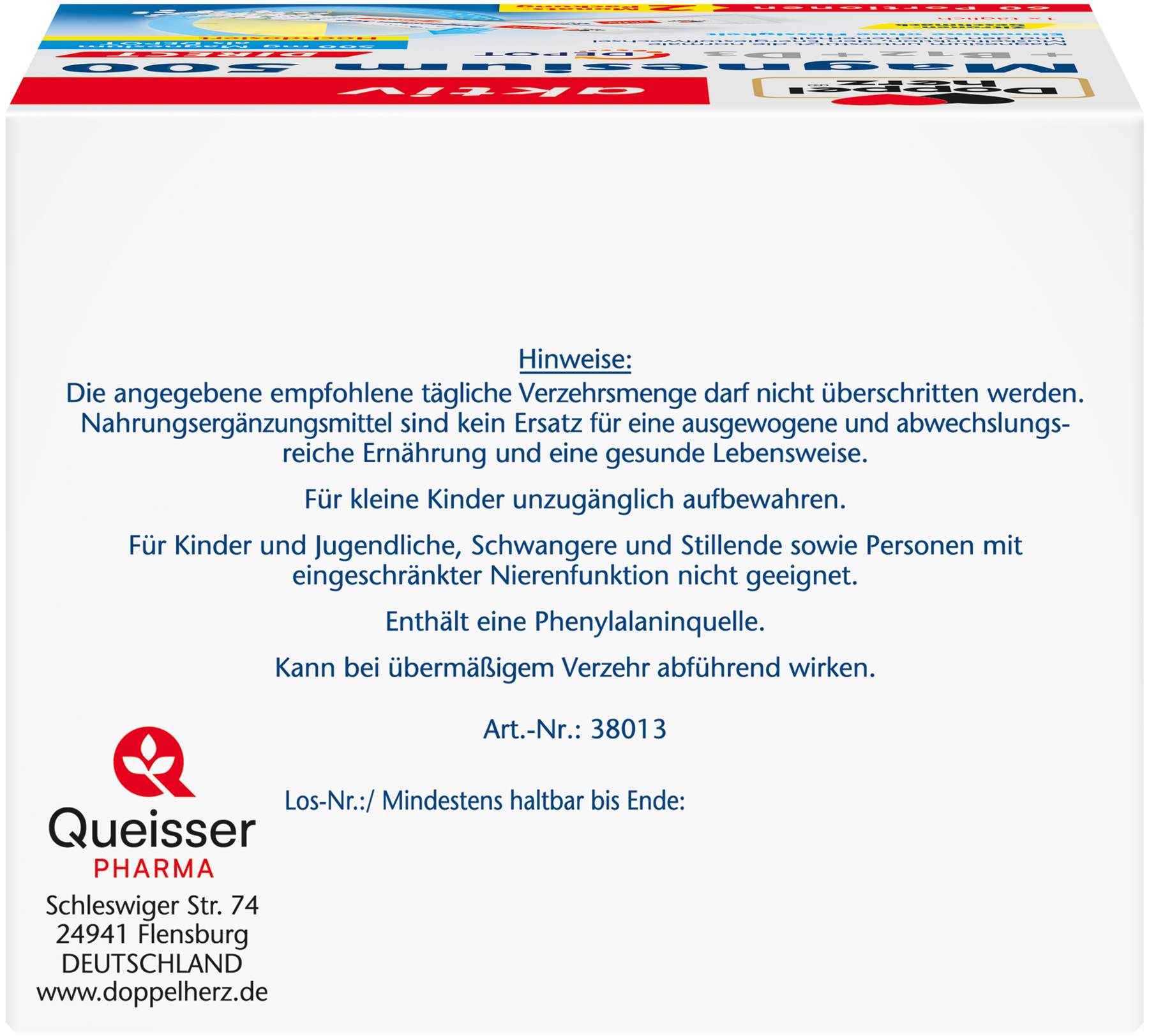 Doppelherz Aktiv Magnesium 500+B12+D3 Depot Direct 60 Portionen