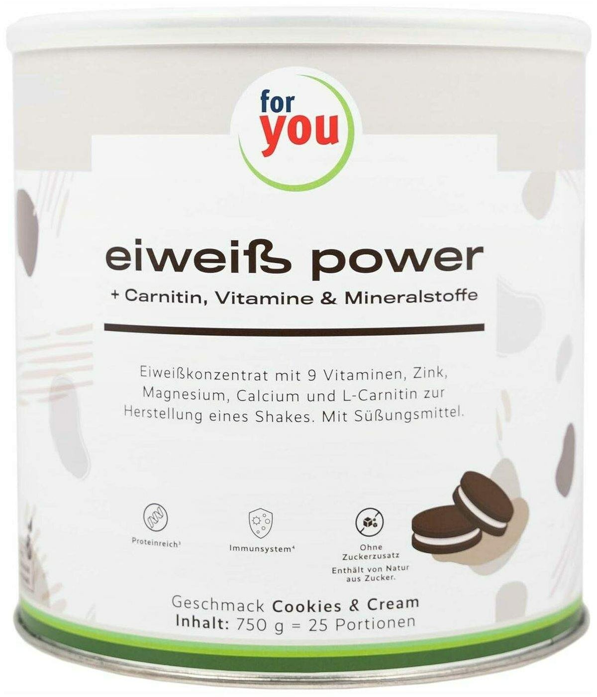 For You Eiweiß Power Cookies & Cream 750 G Pulver