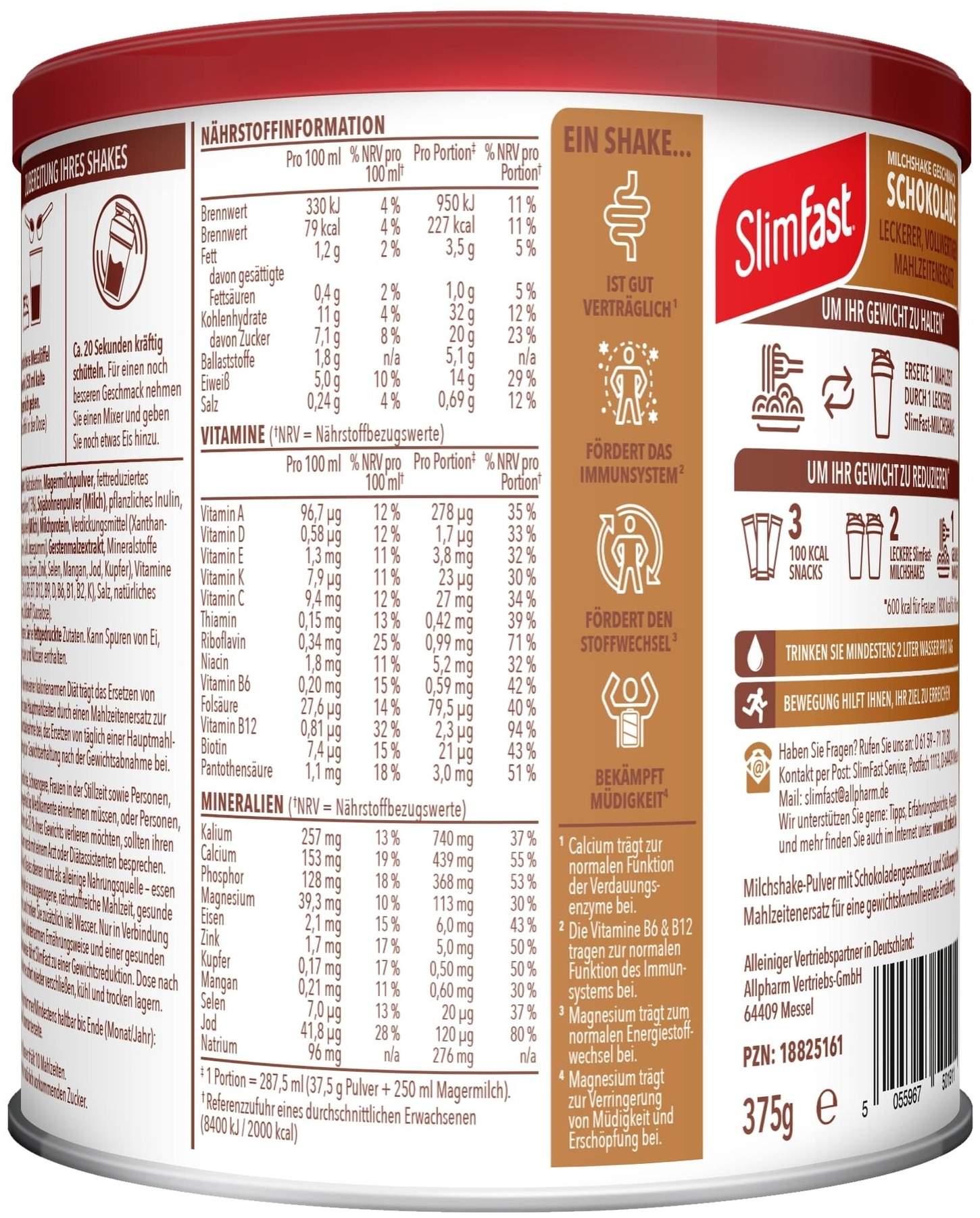Slim Fast Pulver Schokolade 375 g