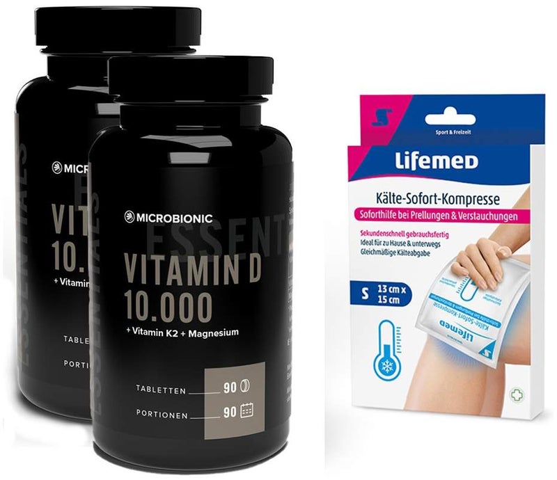 Microbionic Vitamin D 10.000 2 x 90 Tabletten + Kältekompressen
