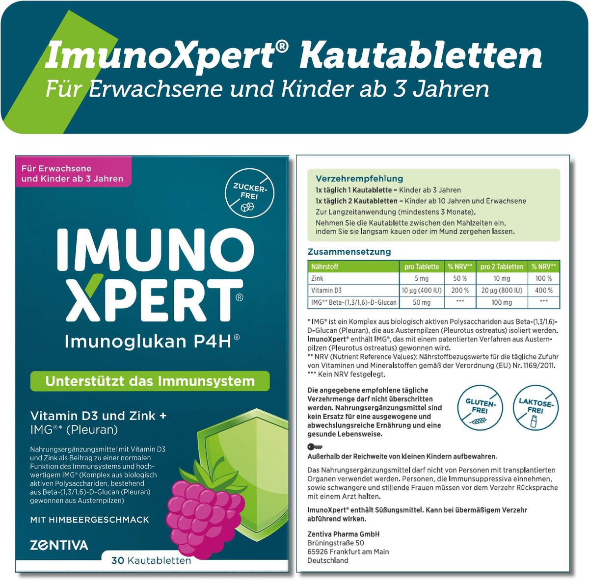 ImunoXpert Kautabletten mit Vitamin D + Zink + Beta-Glucan Kautablette 30 Stück
