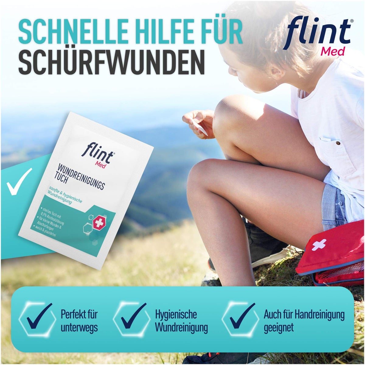 FLINT Med Wundreinigungstücher steril 12 Stück