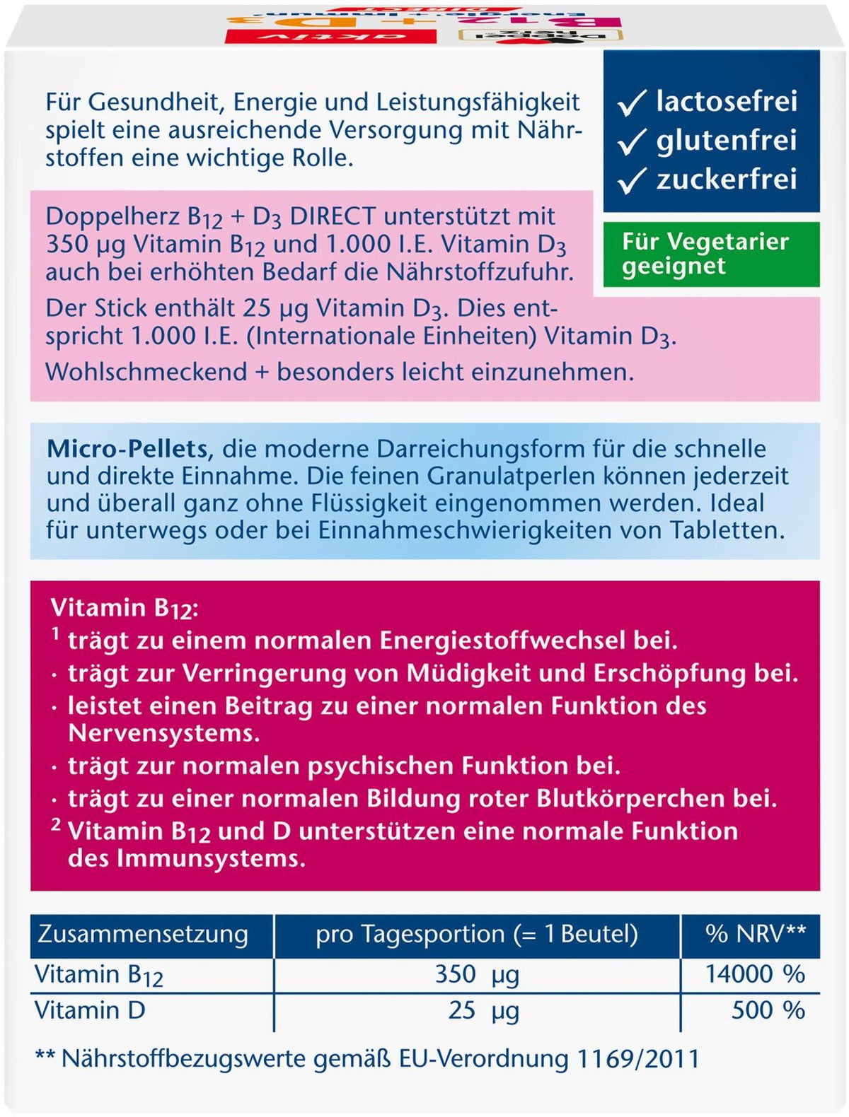 Doppelherz Aktiv B12+d3 Direct 20 Sachets