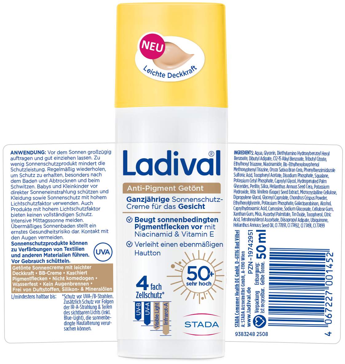 Ladival Anti-Pigment Sonnenschutz- Creme getönt LSF 50+ 50 ml