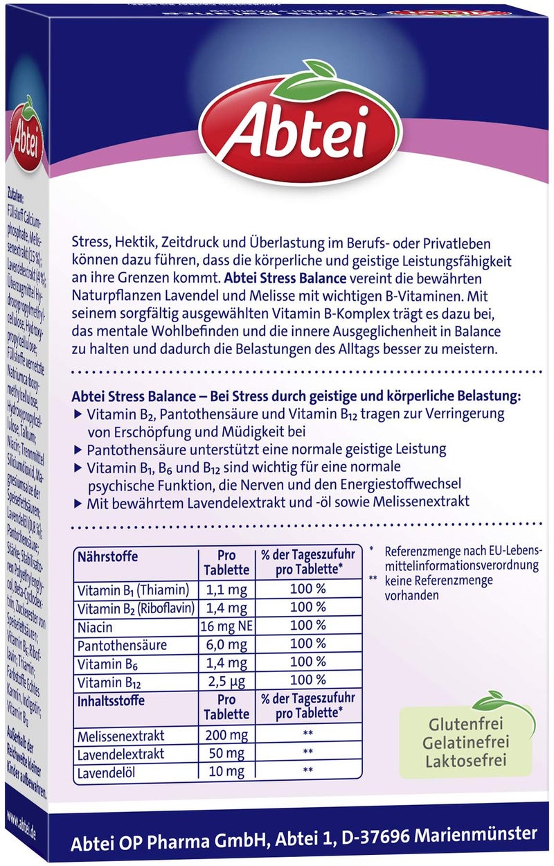 Abtei Stress Balance Lavendel+melisse 30 Tabletten