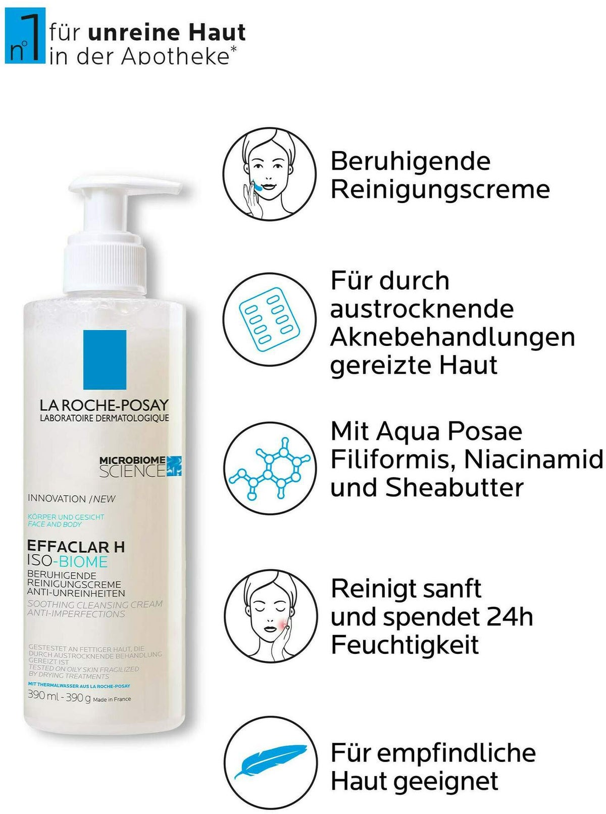 La Roche Posay Effaclar H Iso-Biome Reinigungscreme 390 ml