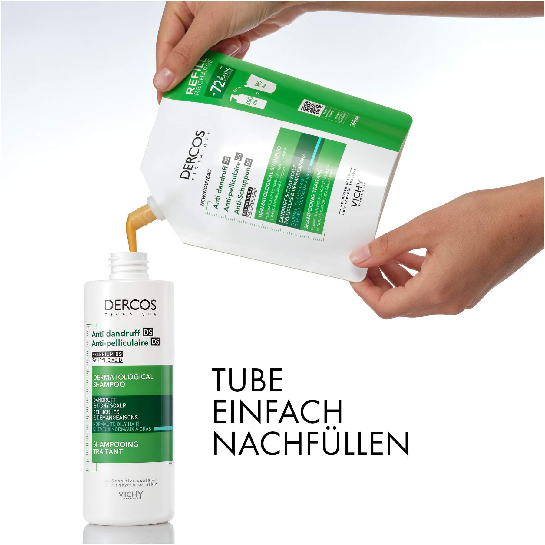 Vichy Dercos Anti-Schuppen Shampoo fettige Kopfhaut Nachfüllpack 390 ml