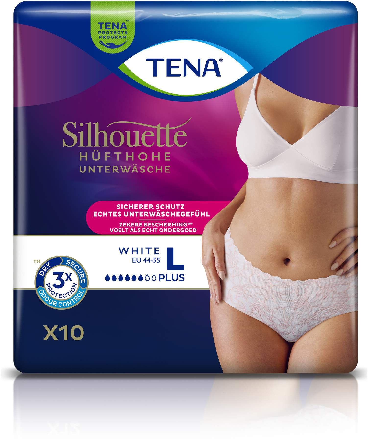 Tena Silhouette Plus L White 10 Inkontinenzhosen