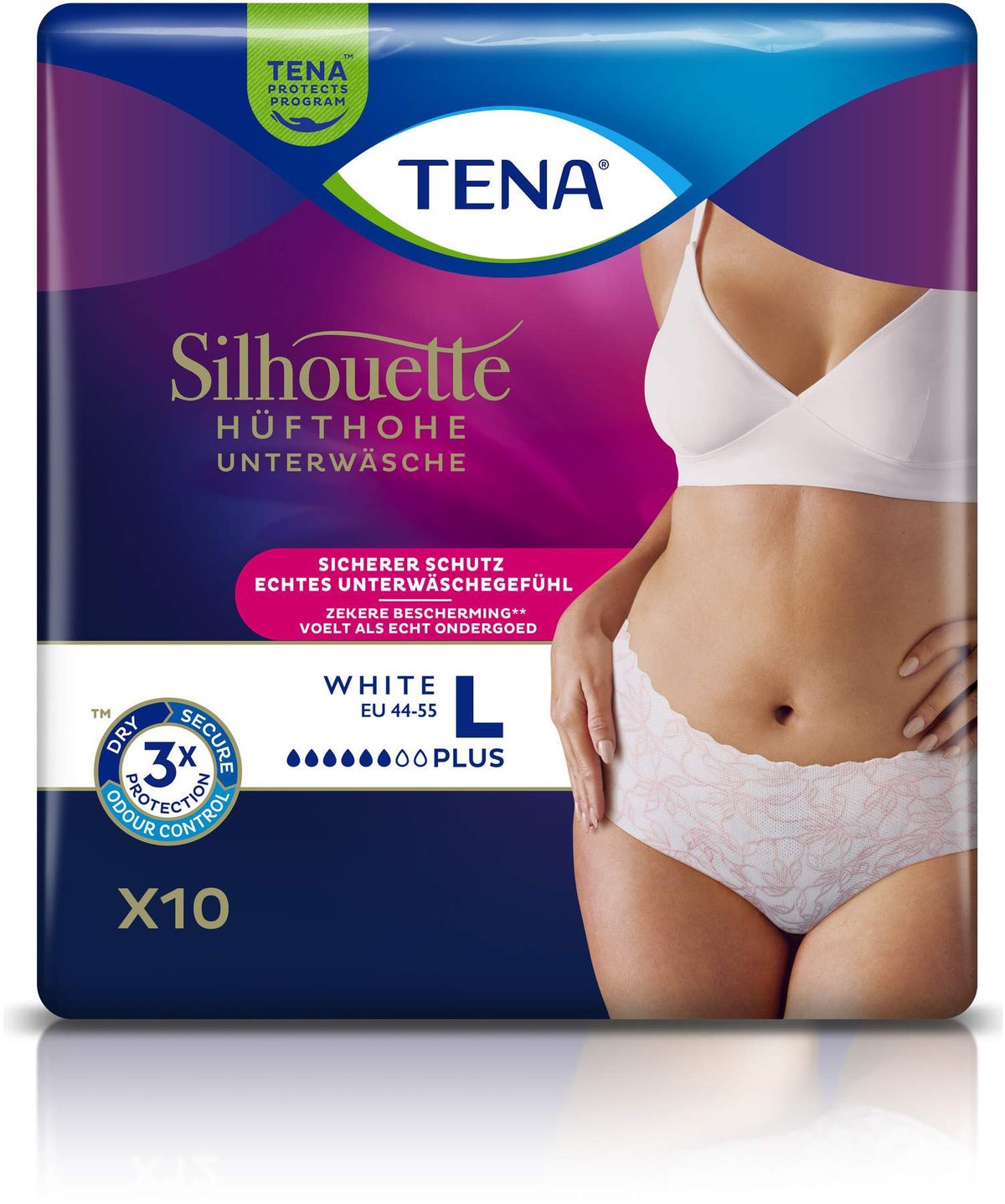 Tena Silhouette Plus L White 10 Inkontinenzhosen