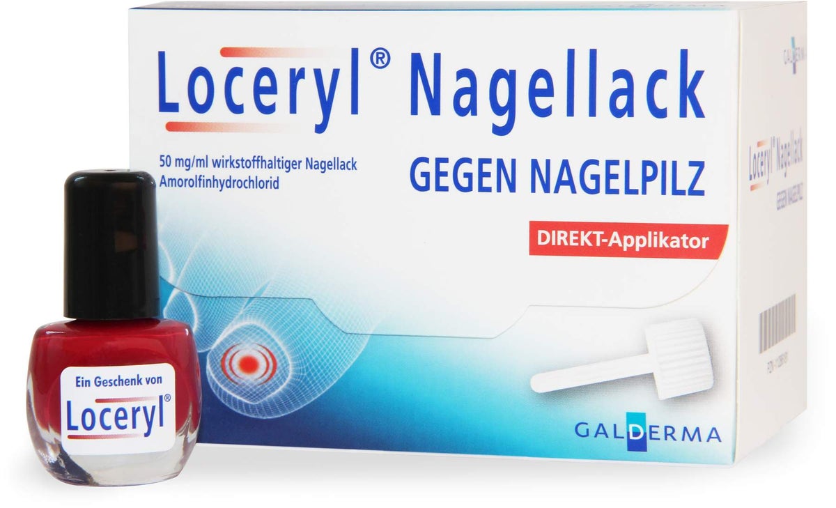 Loceryl Nagellack gegen Nagelpilz 3 ml Direktapplikator + gratis Nagellack rot 1 Stück