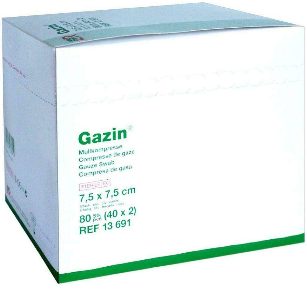 Gazin Mullkompresse 12fach 7,5x7,5cm Steril 40x2 Kompressen