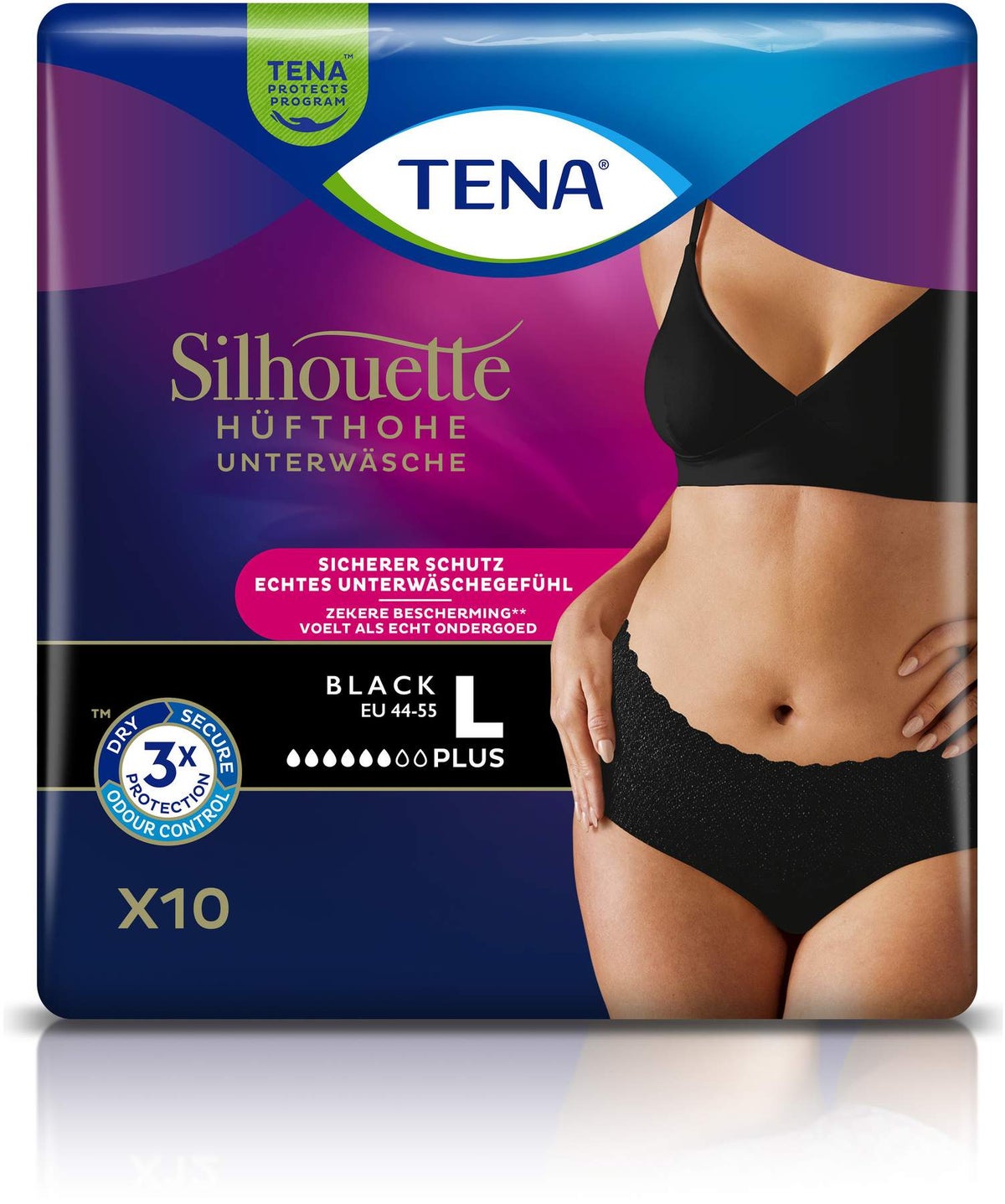 Tena Silhouette Plus L Black 10 Inkontinenzhosen