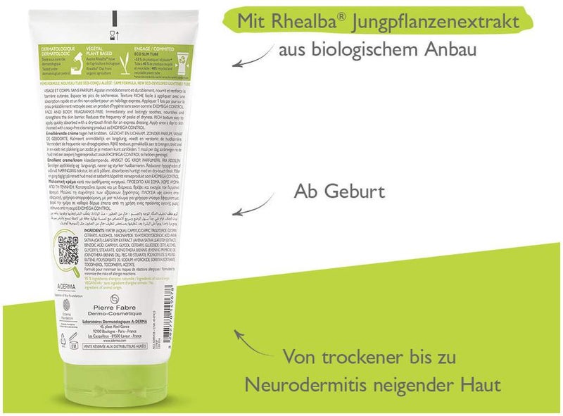 A-Derma Exomega Control Creme rückfettend 200 ml