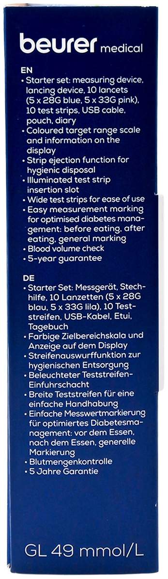 Beurer Gl49 Blutzuckermessgerät Mmol Je L