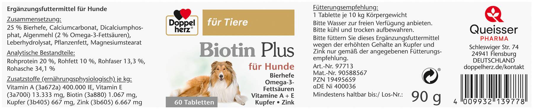 Doppelherz Für Tiere Biotin Plus Tabletten Für Hunde 60 Stück