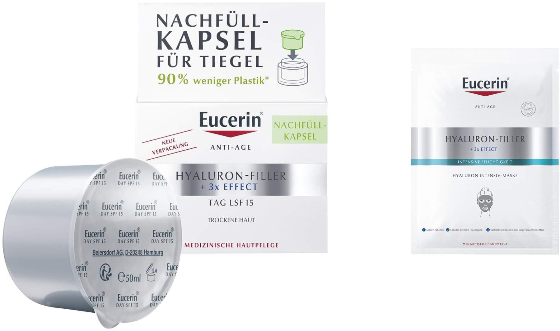 Eucerin Anti Age Hyaluron Filler Tagespflege 50 ml + gratis Anti Age Hyaluron Filler Intensiv Maske 1 Stück