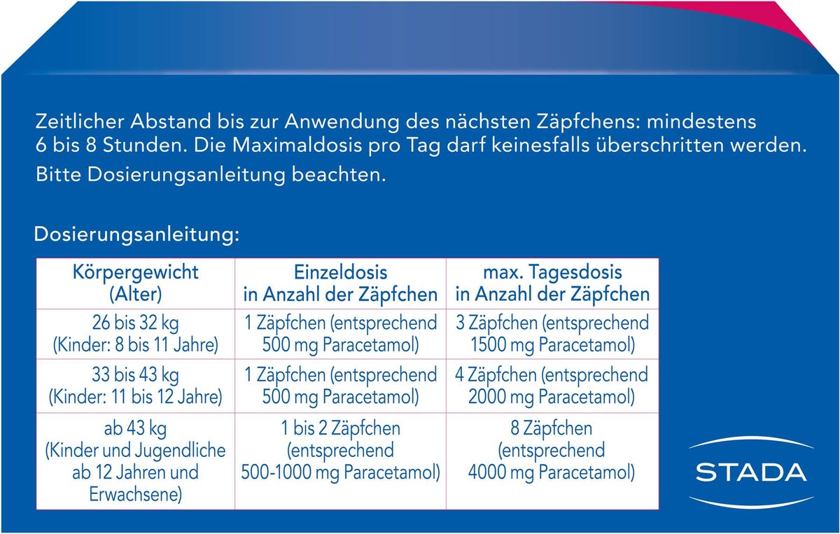 Paracetamol Stada 500 mg 10 Zäpfchen
