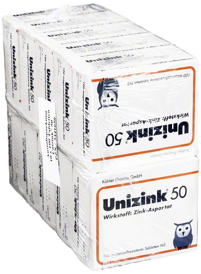 Unizink 50 Magensaftresistente Tabletten 10 X 100 Stück