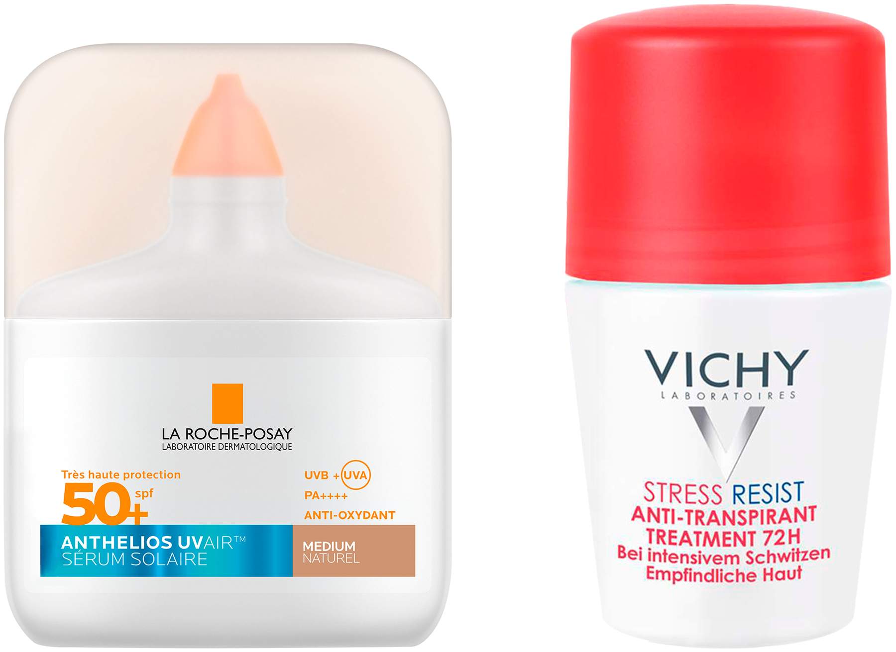 La Roche Posay Anthelios UV Air Serum LSF 50+ Getönt mittel 50 ml + gratis Vichy Deo Stress Resist 72h 50 ml