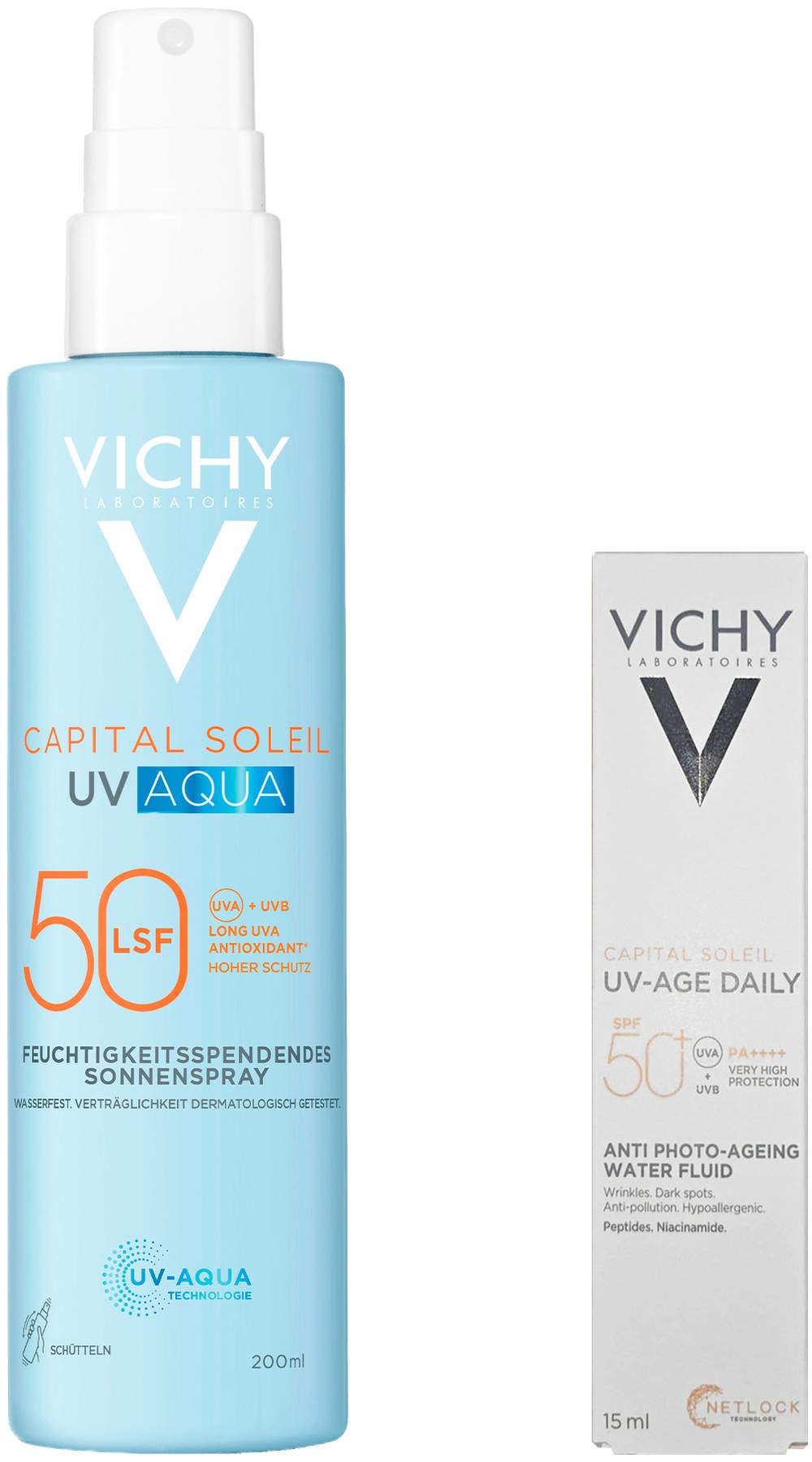Vichy Capital Soleil UV-Aqua Spray LSF 50 200 ml + gratis Vichy Capital Soleil UV-Age Daily LSF50+ 15 ml